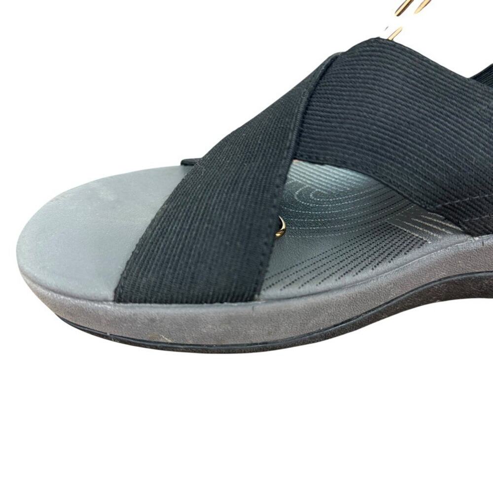 Clarks Arla Kaydin Black Slingback Wedge Sandals Wide Strap Comfort Shoes sz 10 - Picture 5 of 16